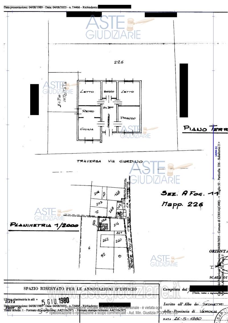 Planimetria del bene