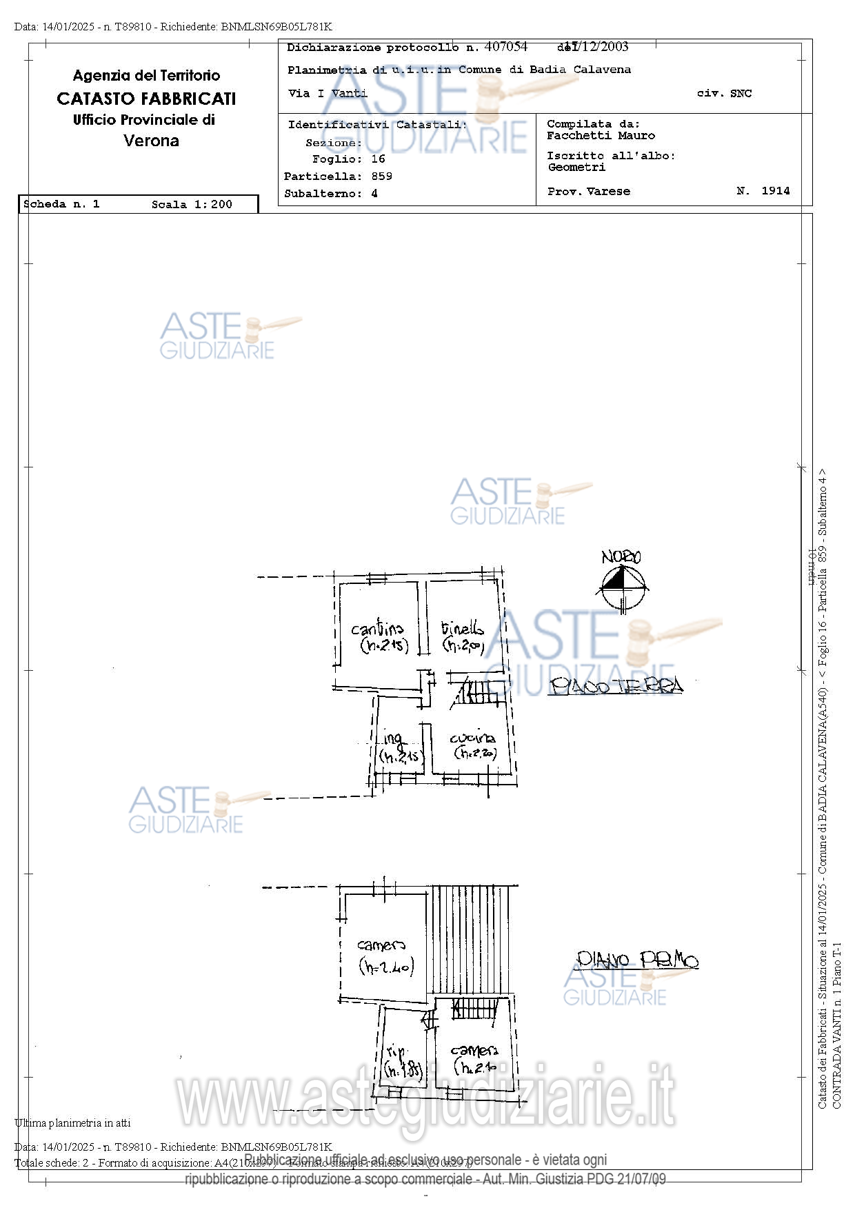 Planimetria del bene