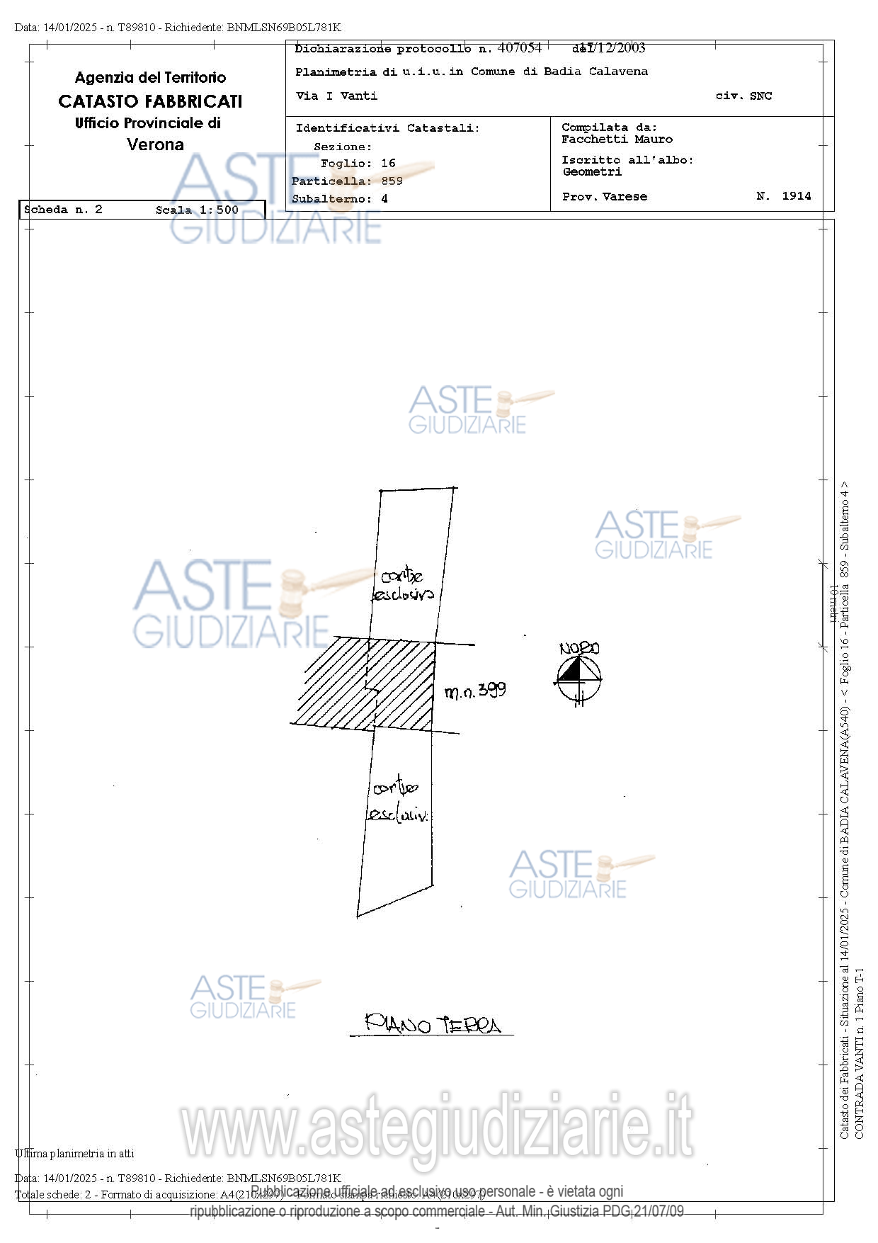 Planimetria del bene