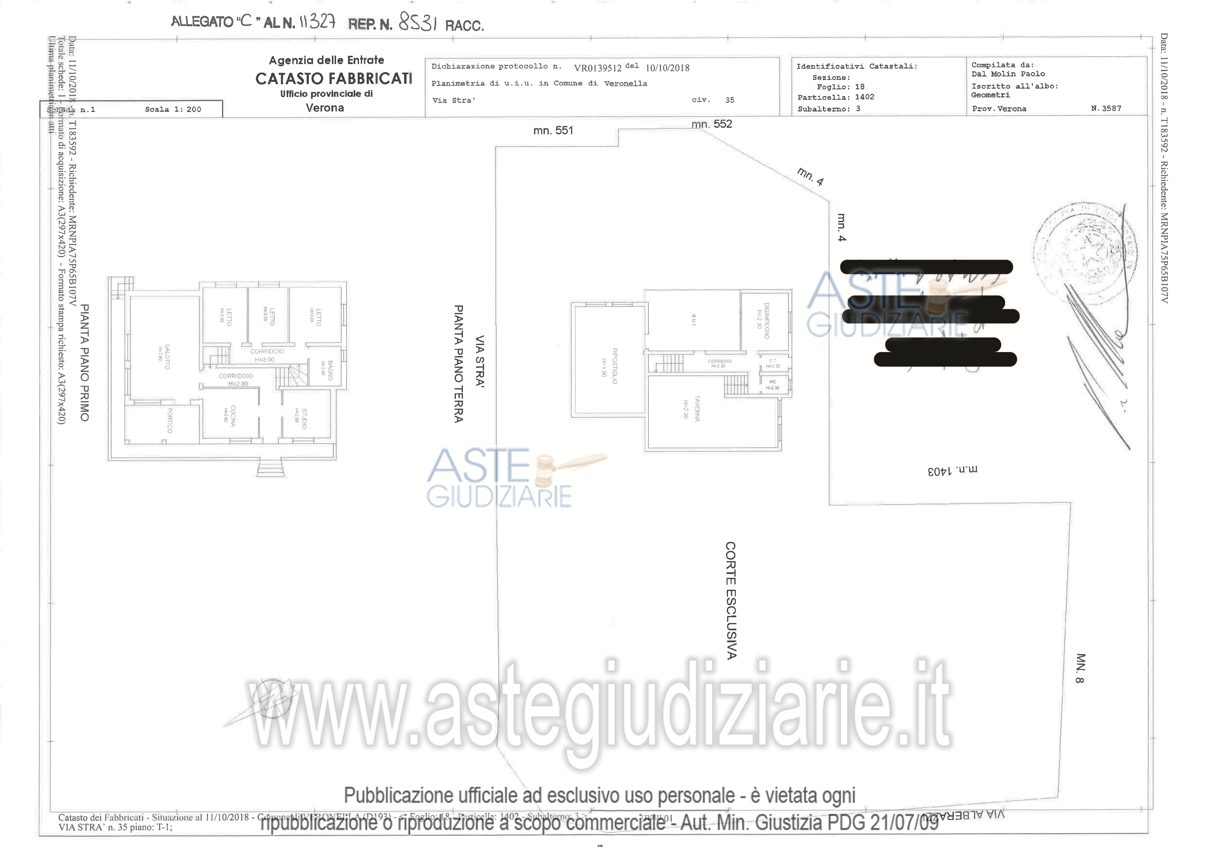 Planimetria del bene
