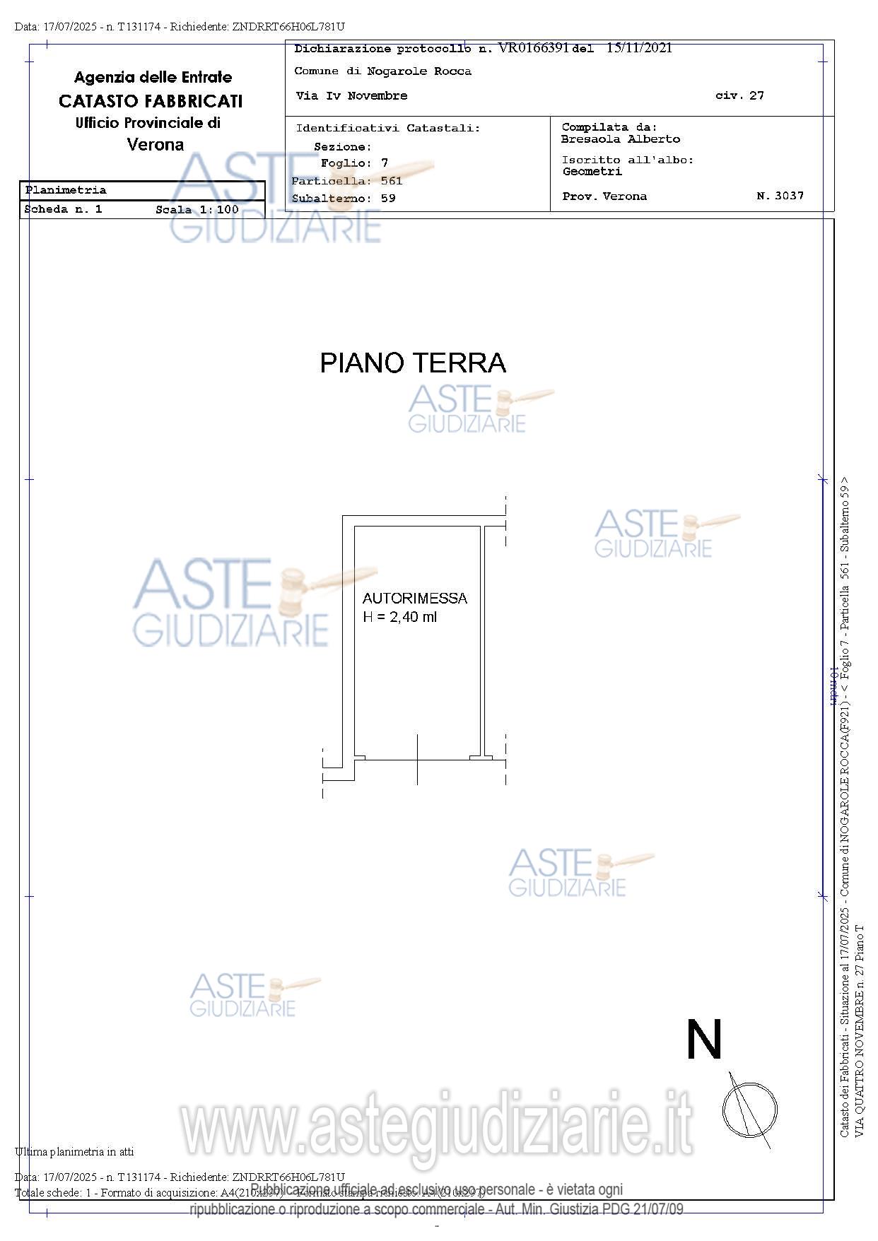 Planimetria del bene