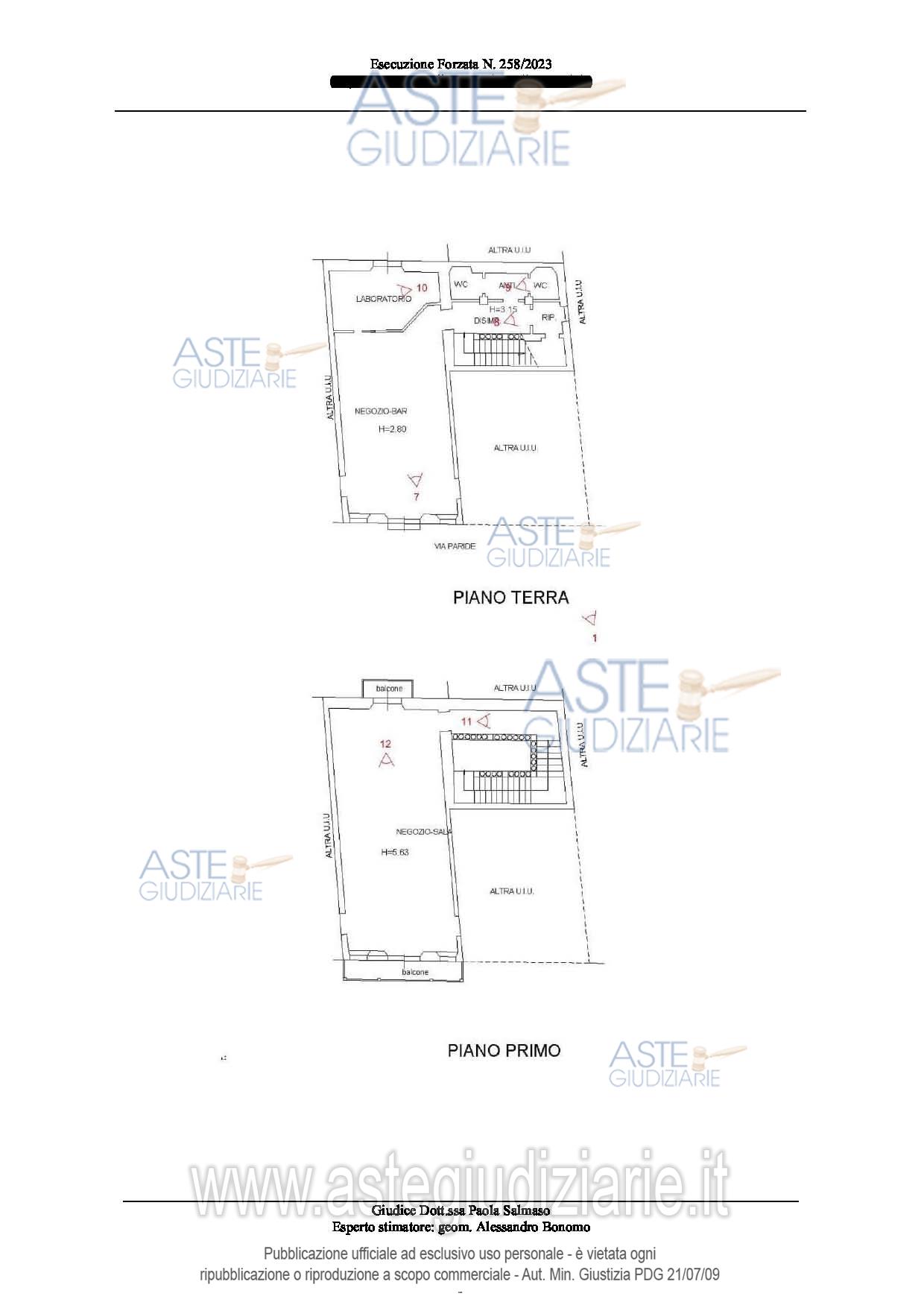 Planimetria del bene