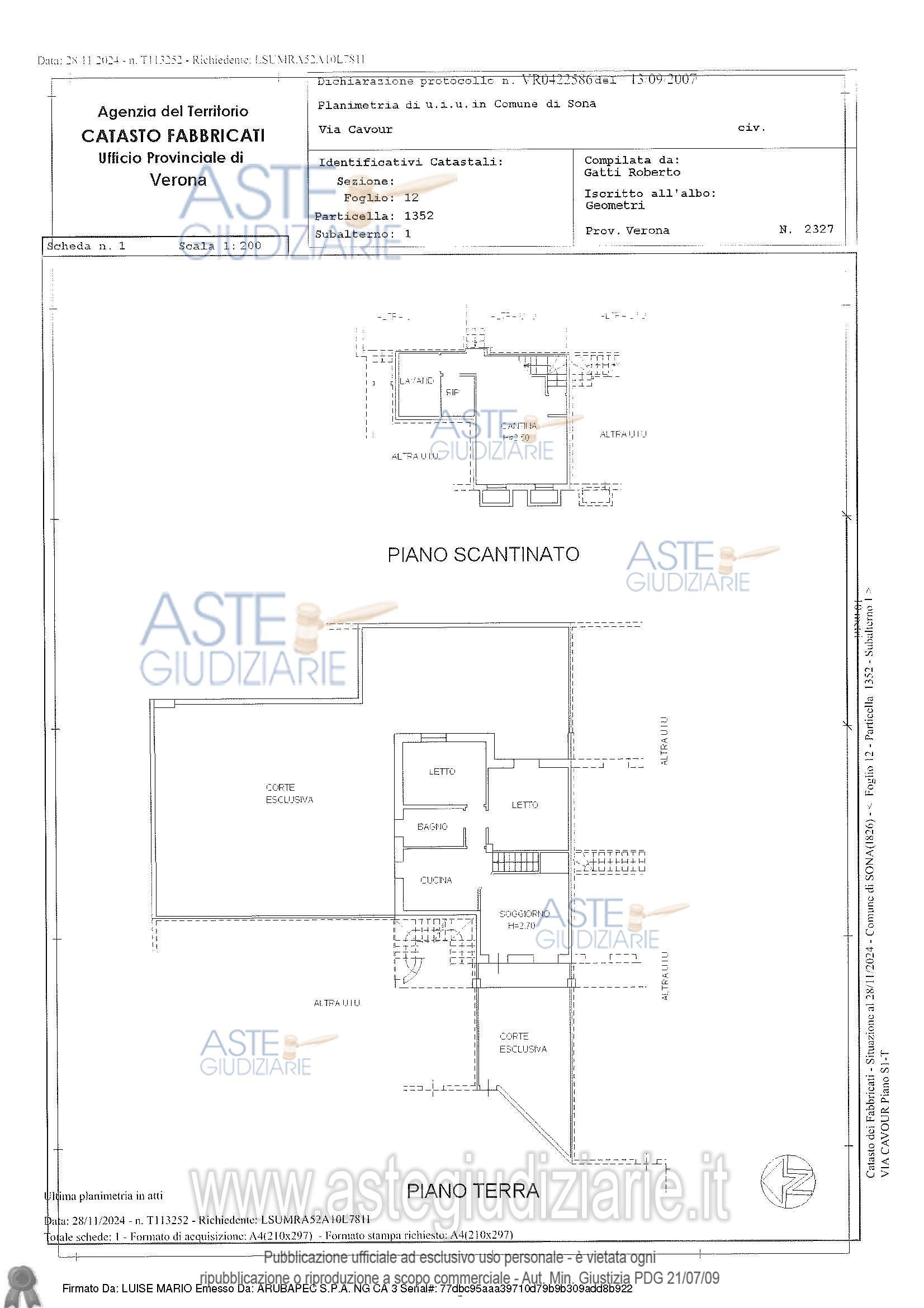 Planimetria del bene