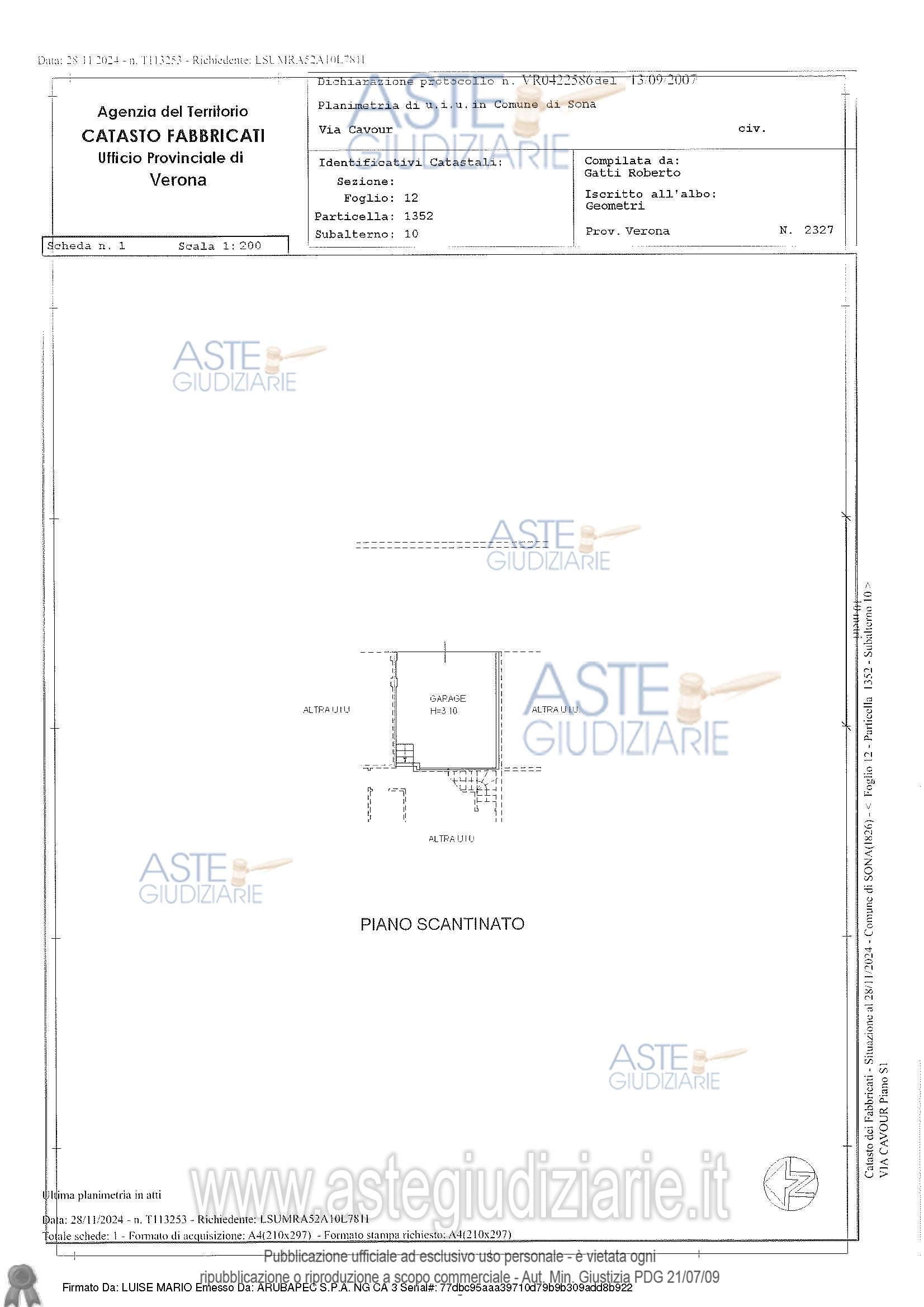 Planimetria del bene