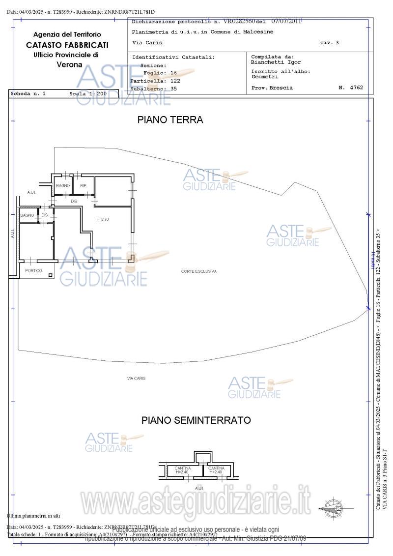 Planimetria del bene