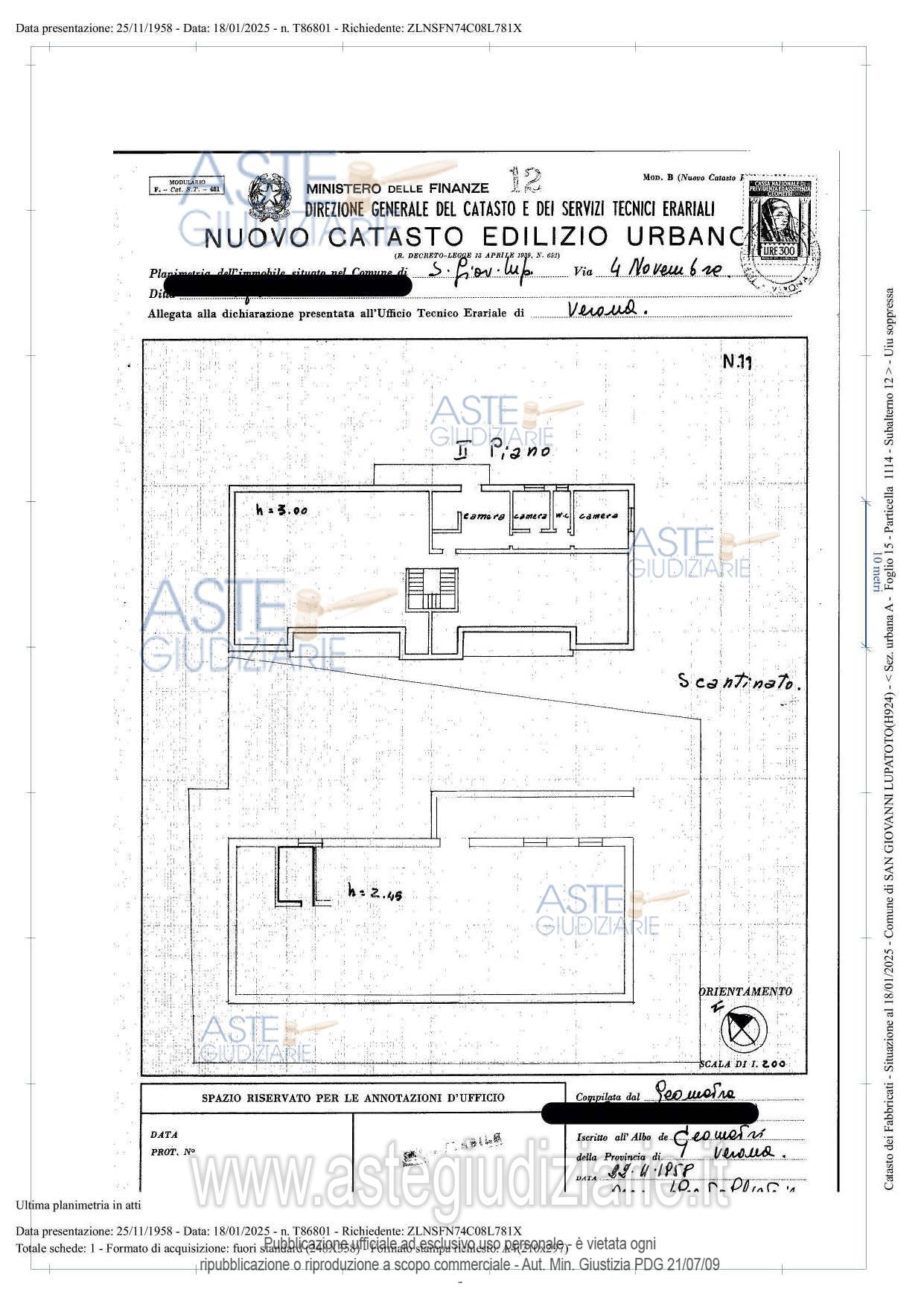 Planimetria del bene