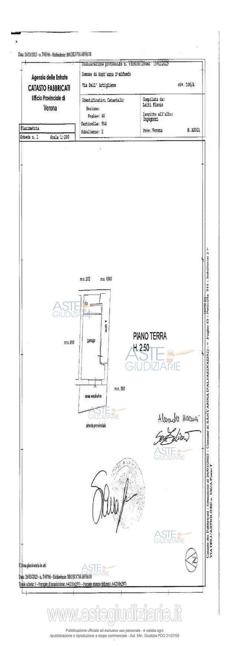 Planimetria del bene