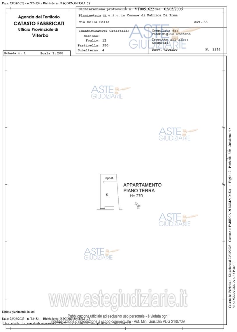 Planimetria del bene