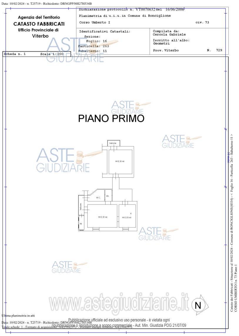 Planimetria del bene