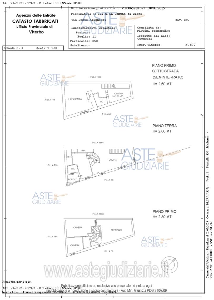 Planimetria del bene