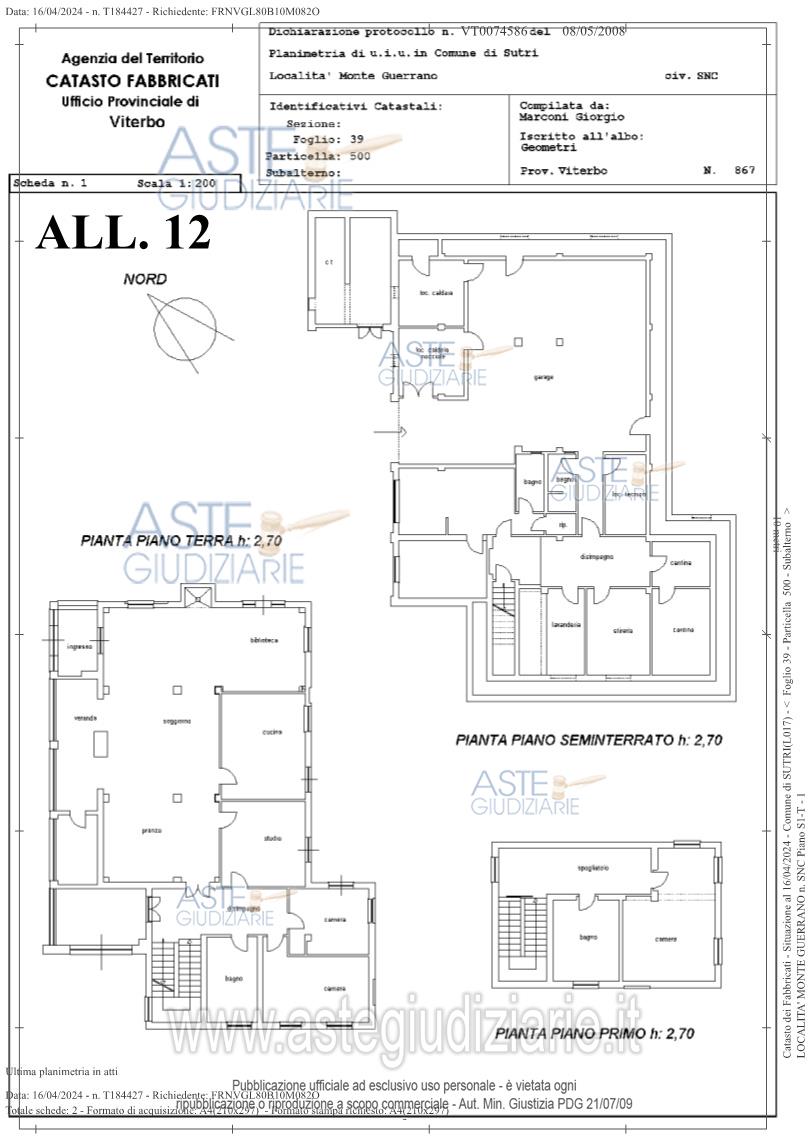 Planimetria del bene