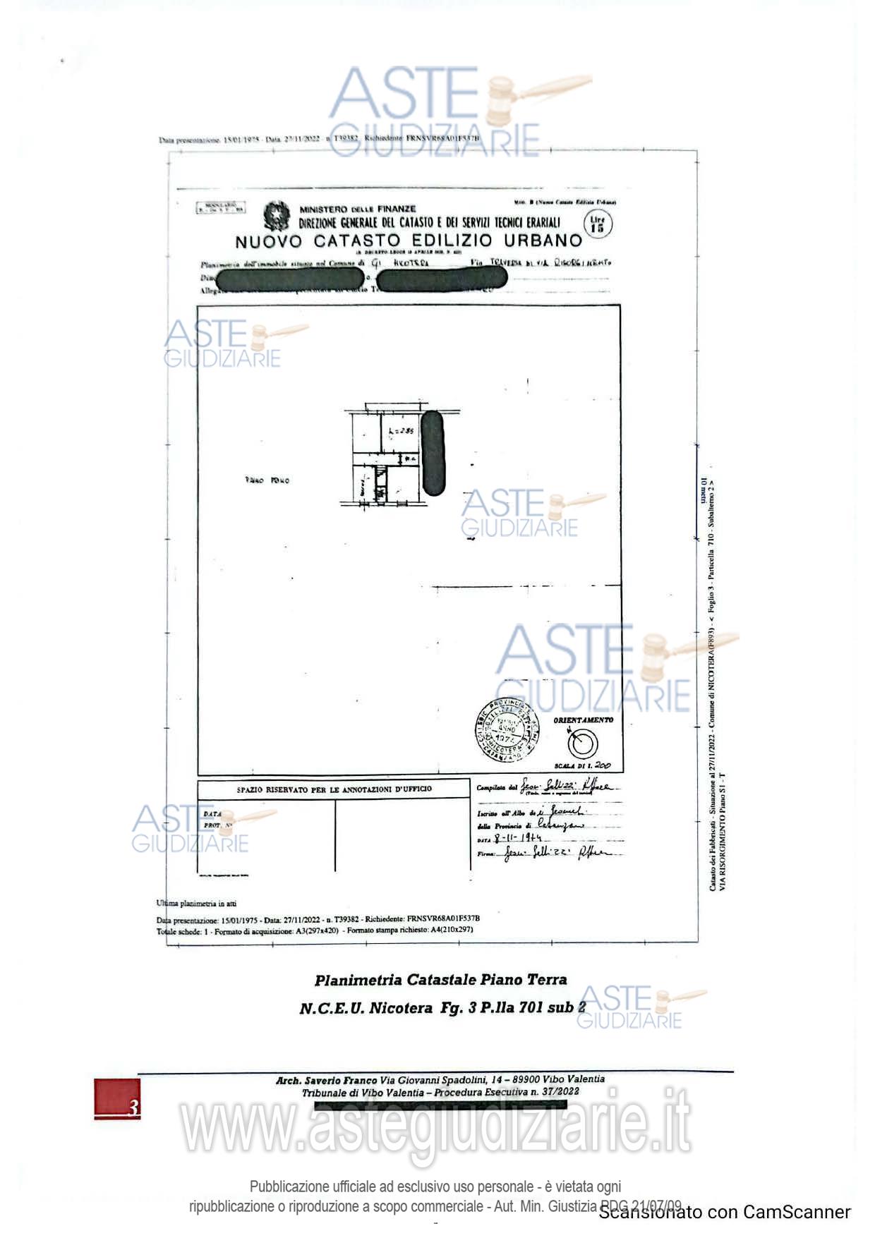 Planimetria del bene