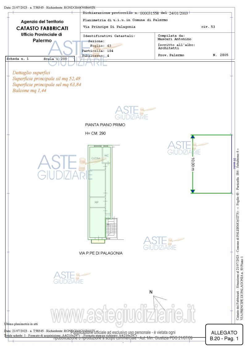 Planimetria del bene