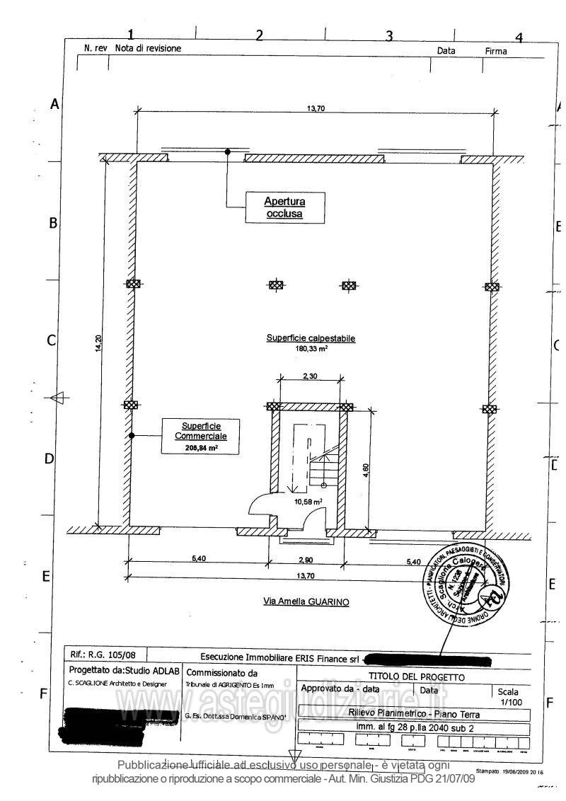Planimetria del bene
