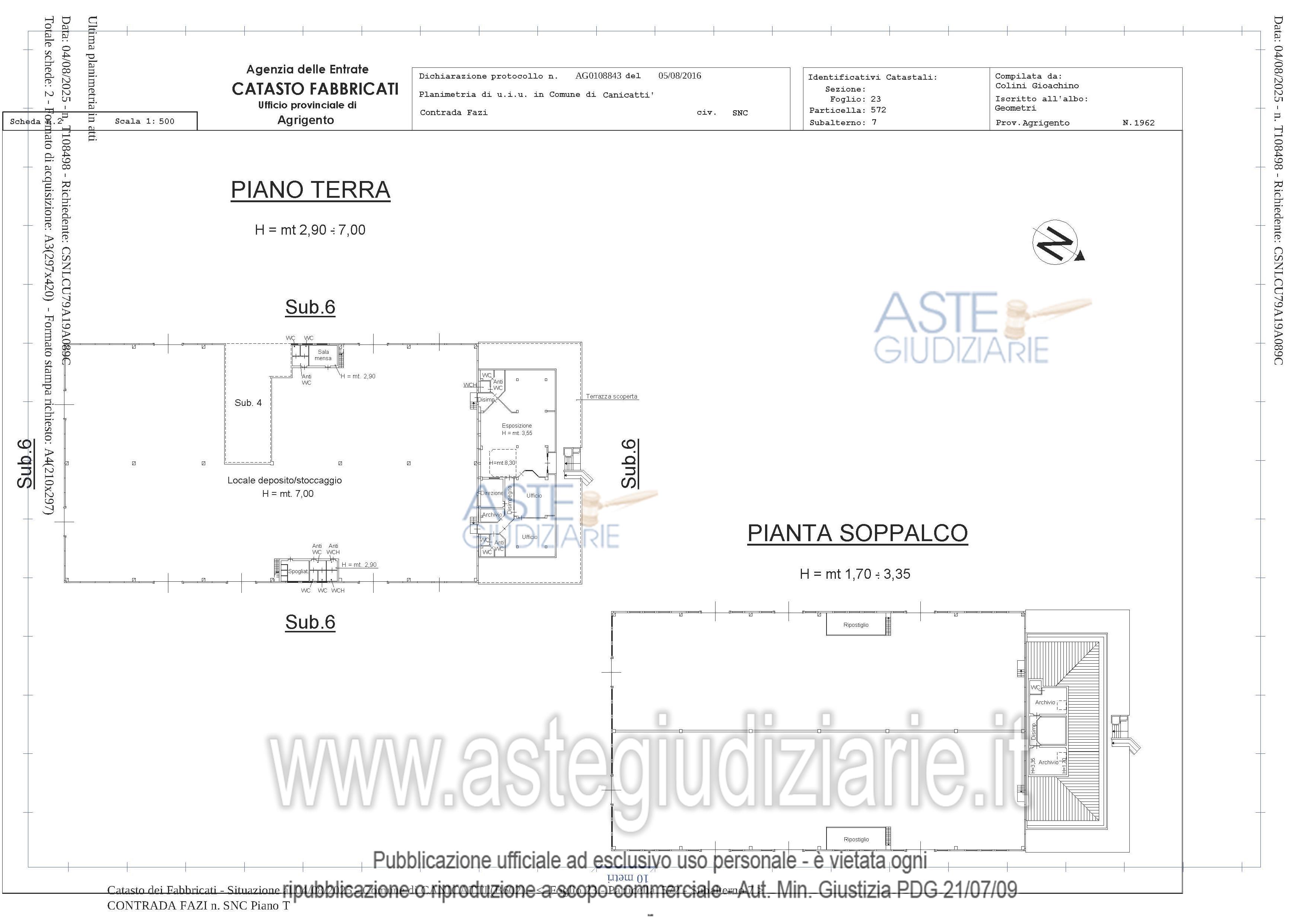 Planimetria del bene