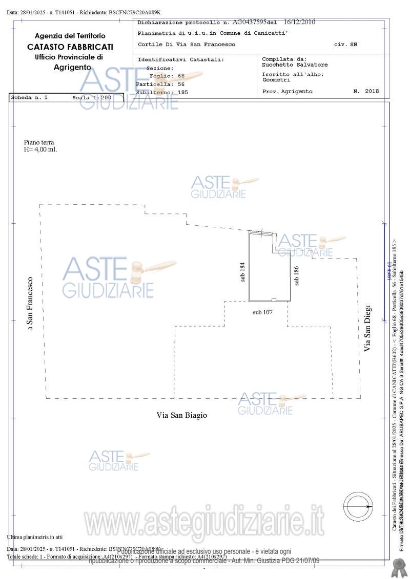 Planimetria del bene
