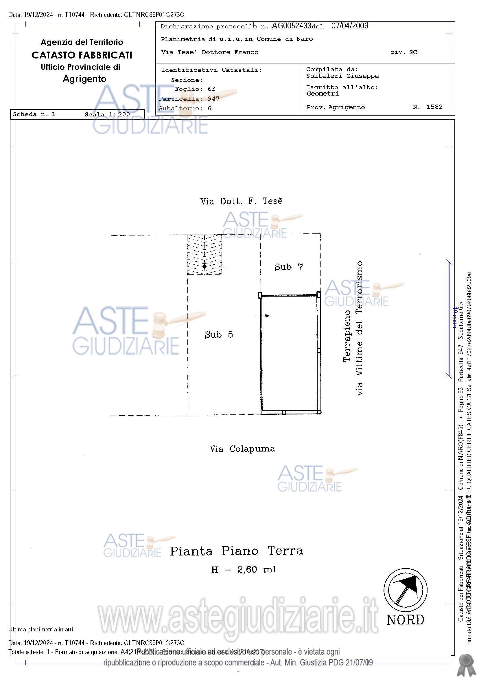 Planimetria del bene