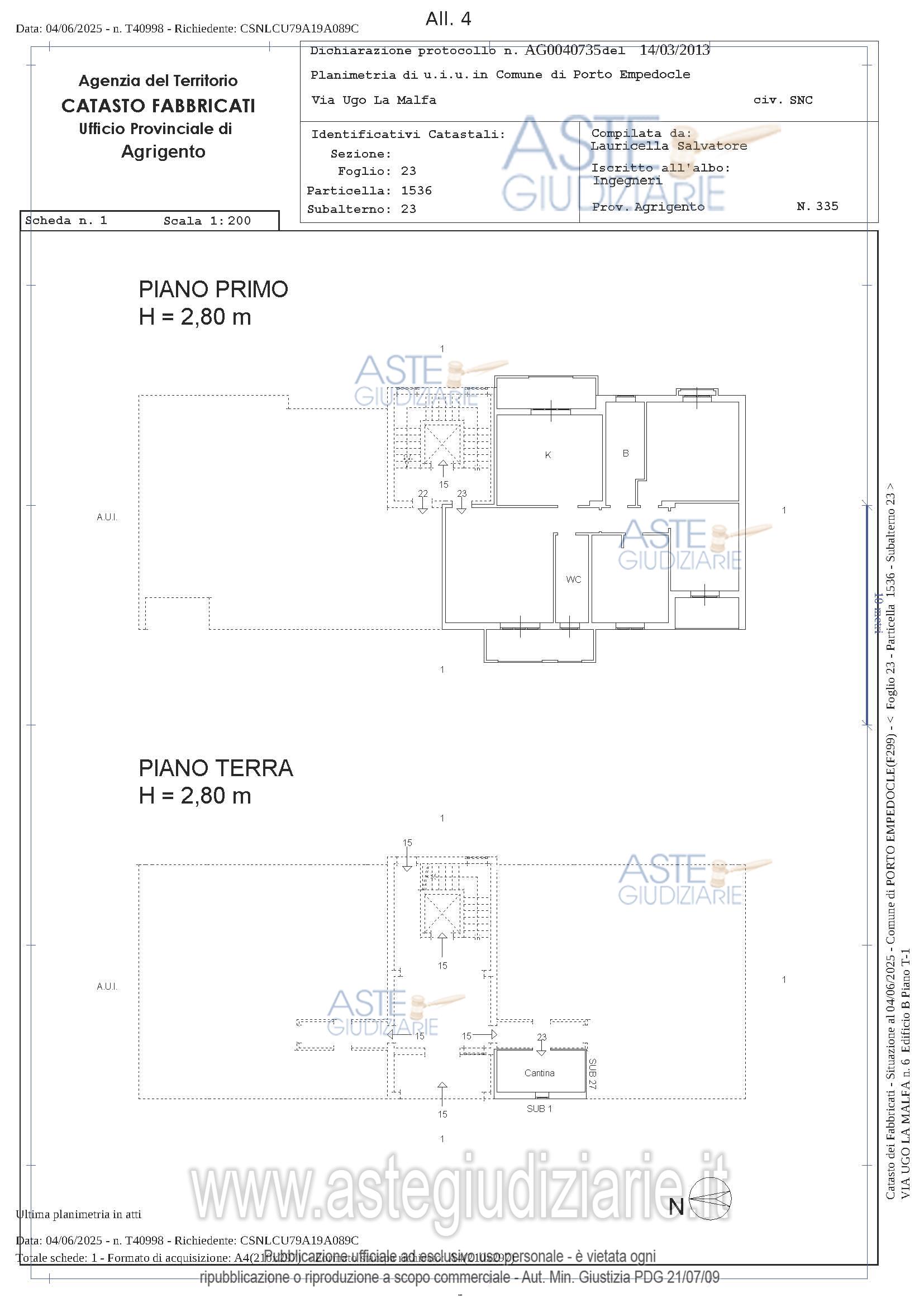 Planimetria del bene