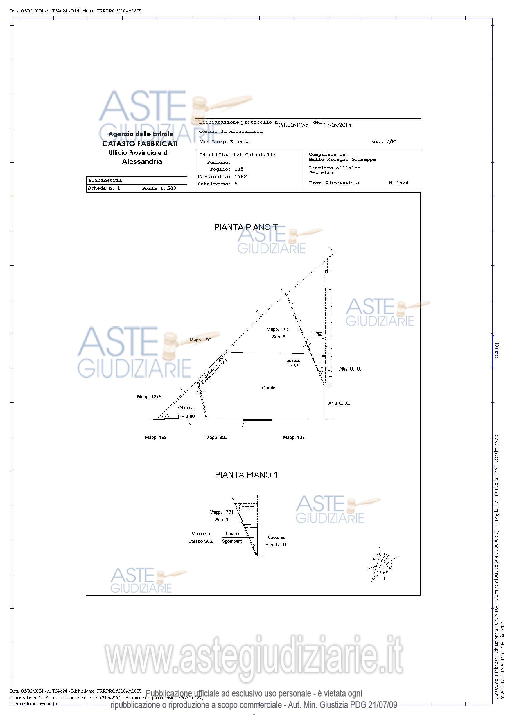 Planimetria del bene