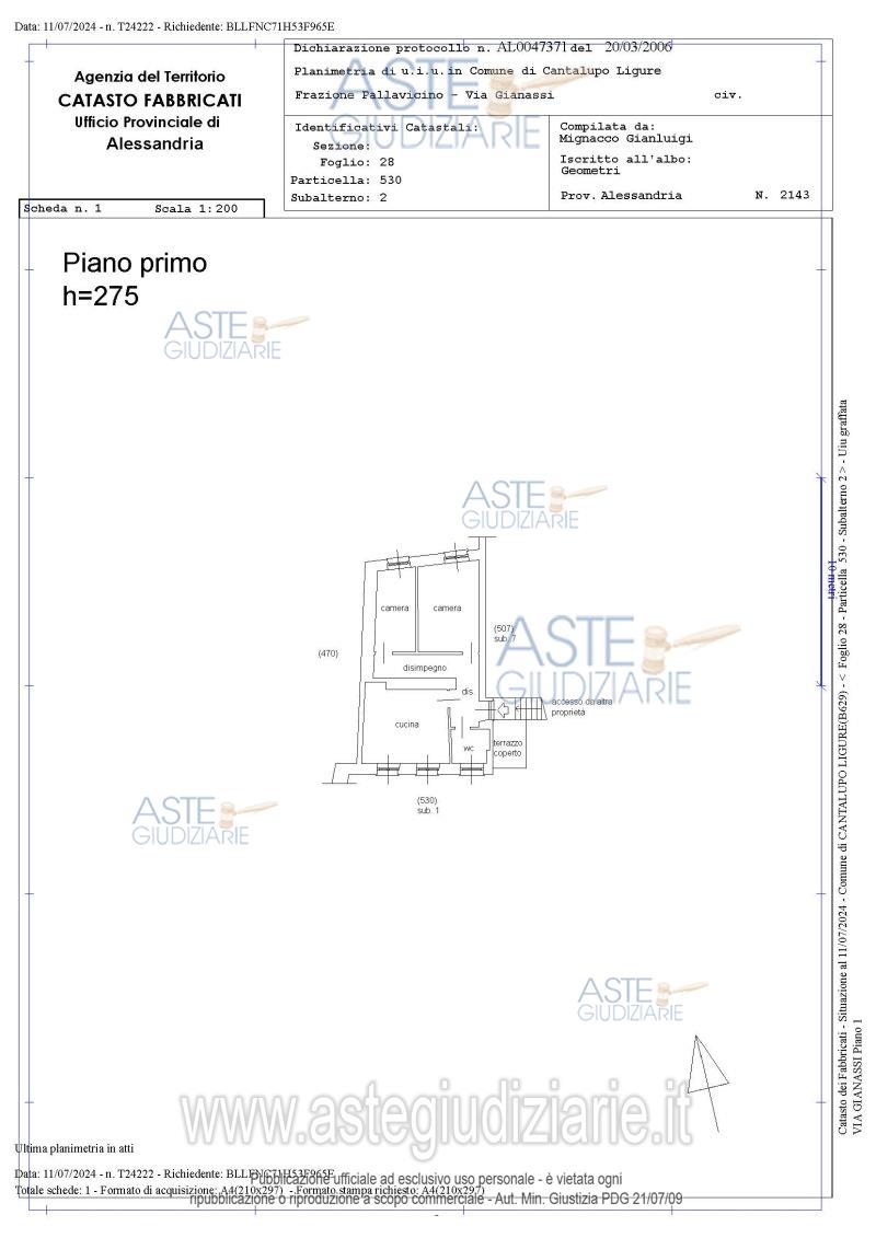 Planimetria del bene