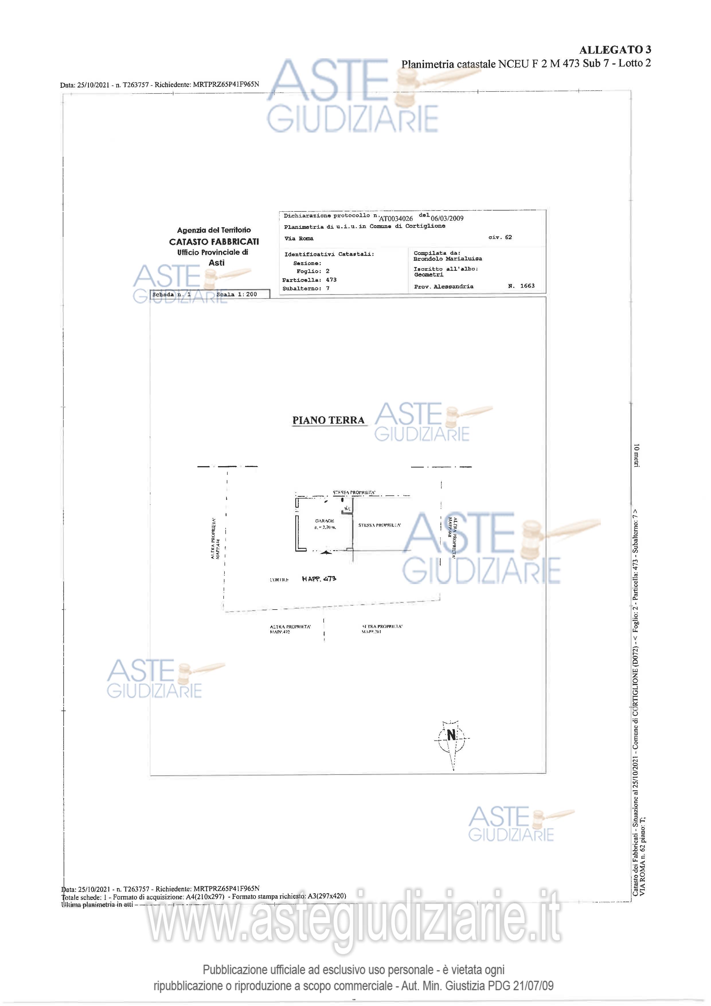 Planimetria del bene