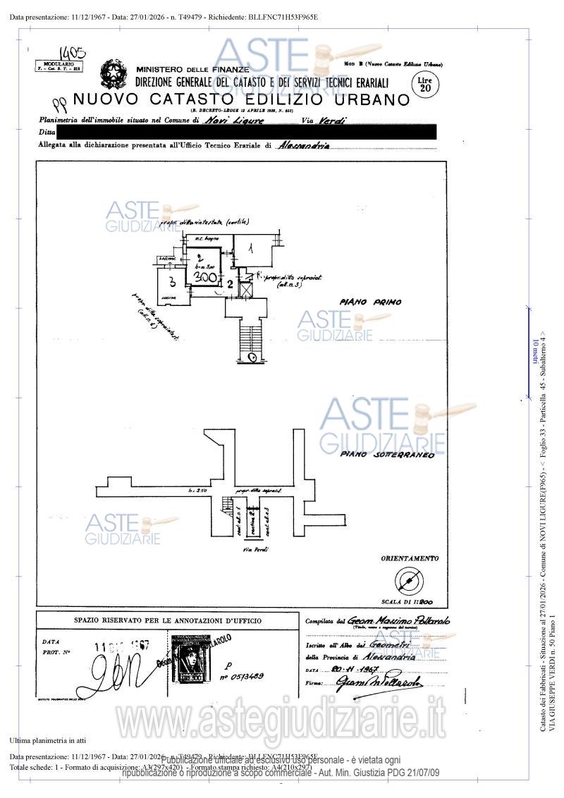 Planimetria del bene