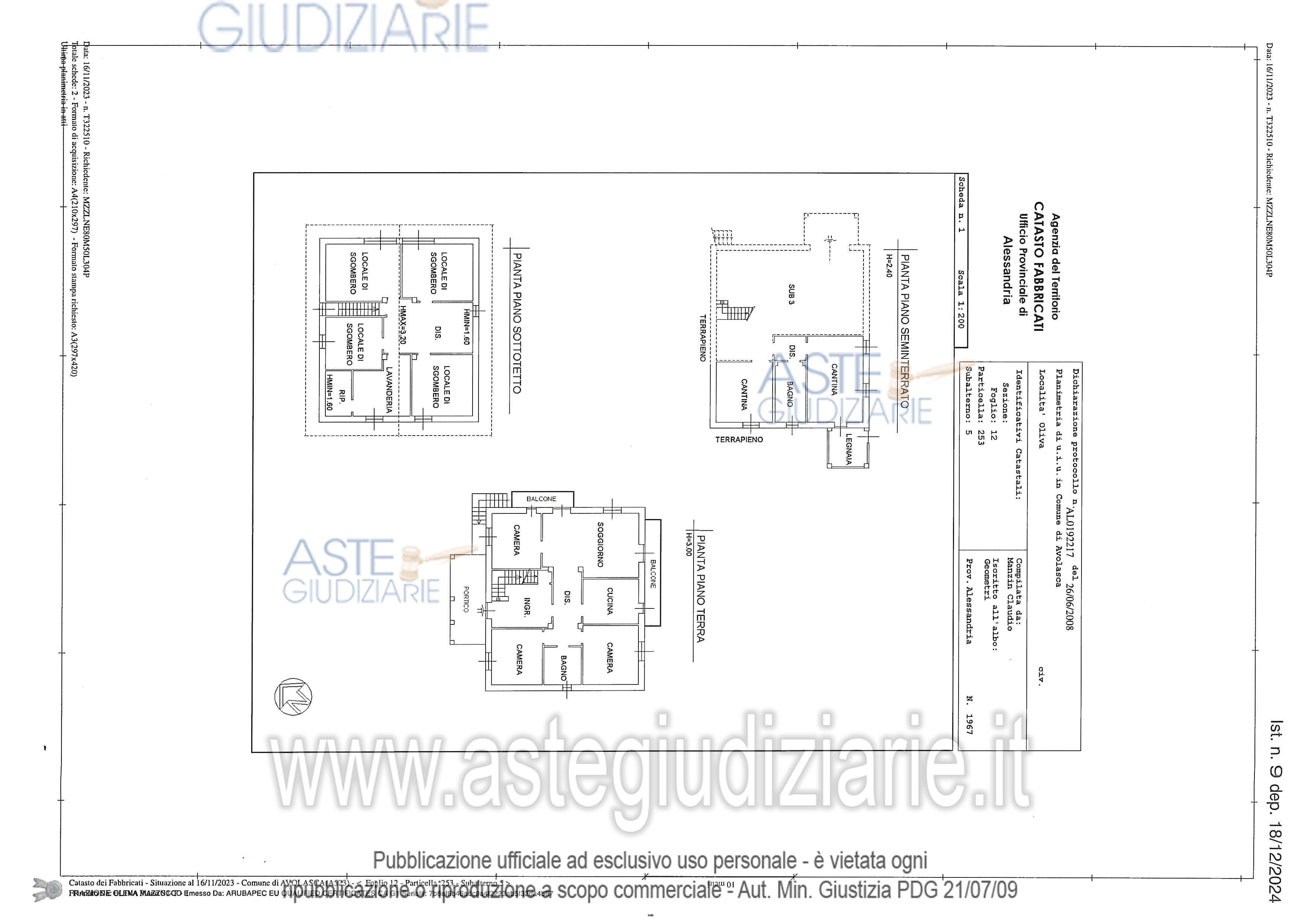 Planimetria del bene