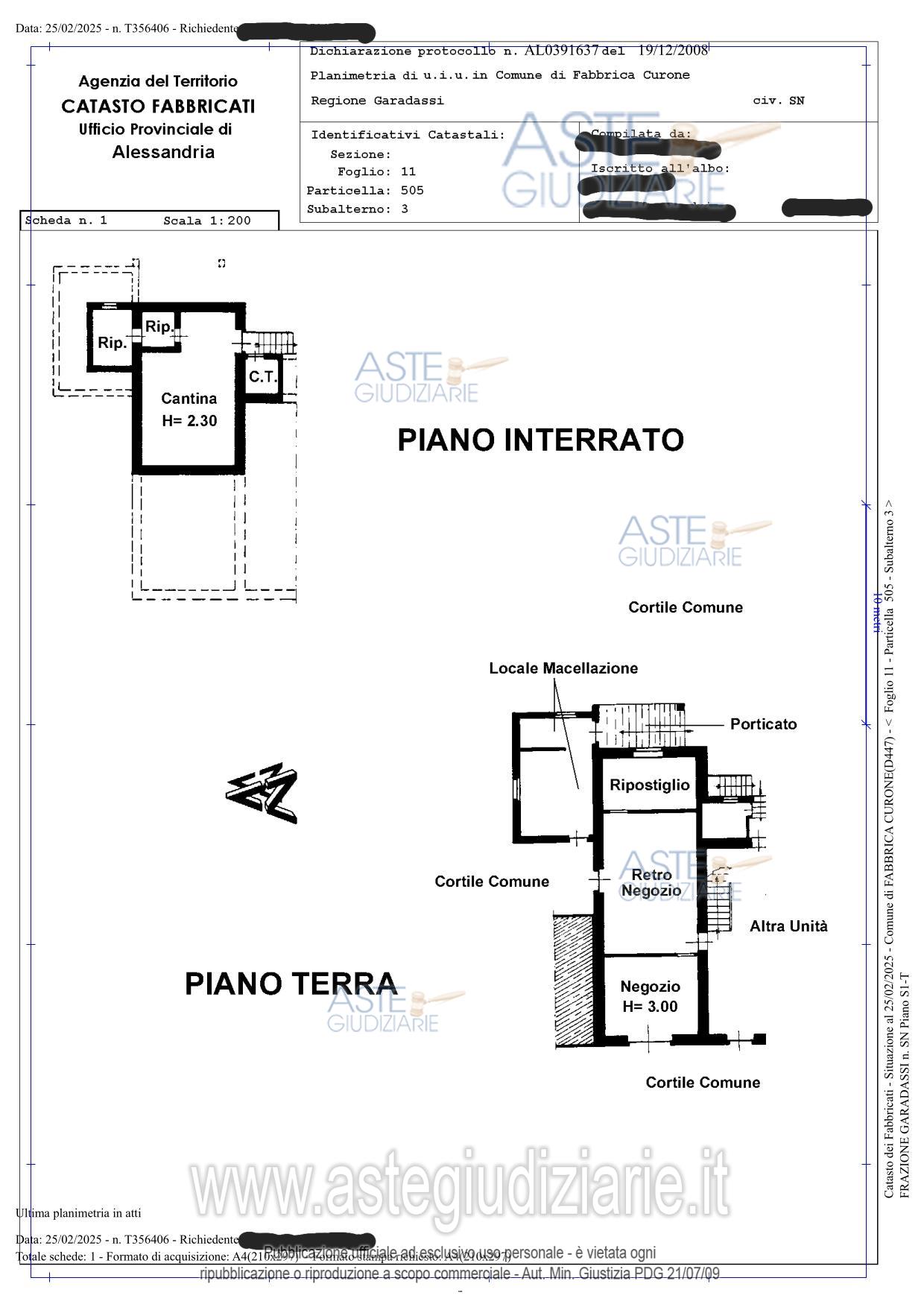Planimetria del bene