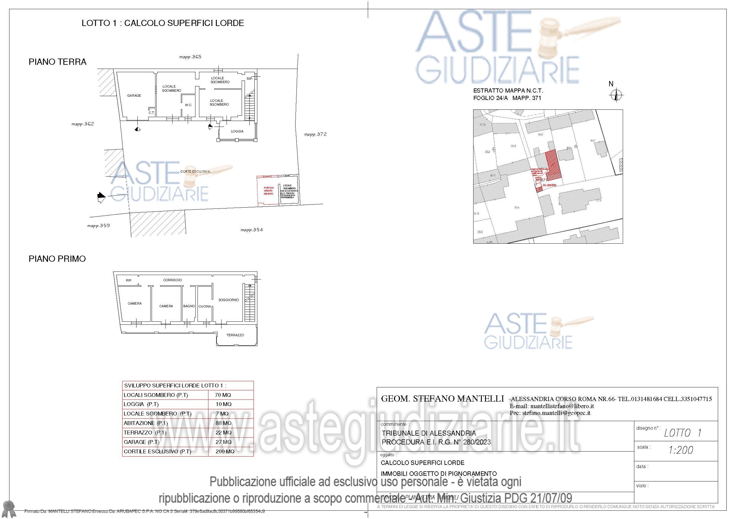 Planimetria del bene