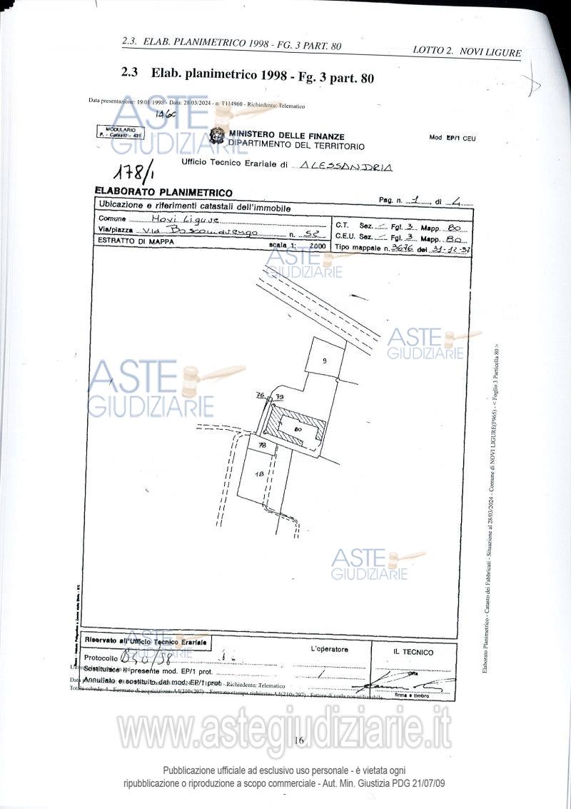 Planimetria del bene