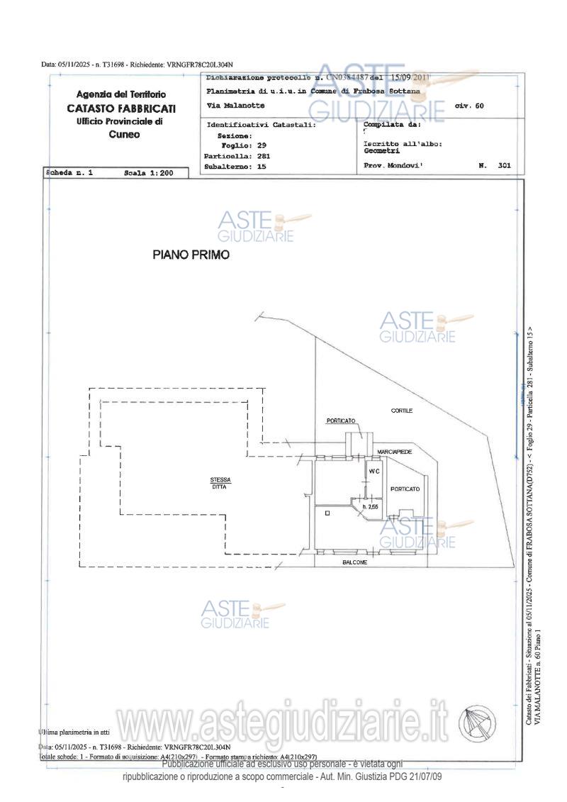 Planimetria del bene