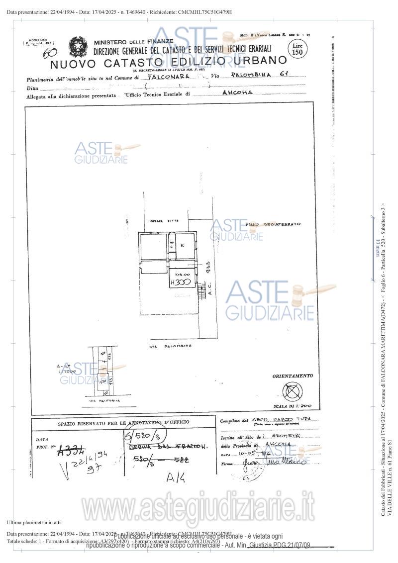 Planimetria del bene