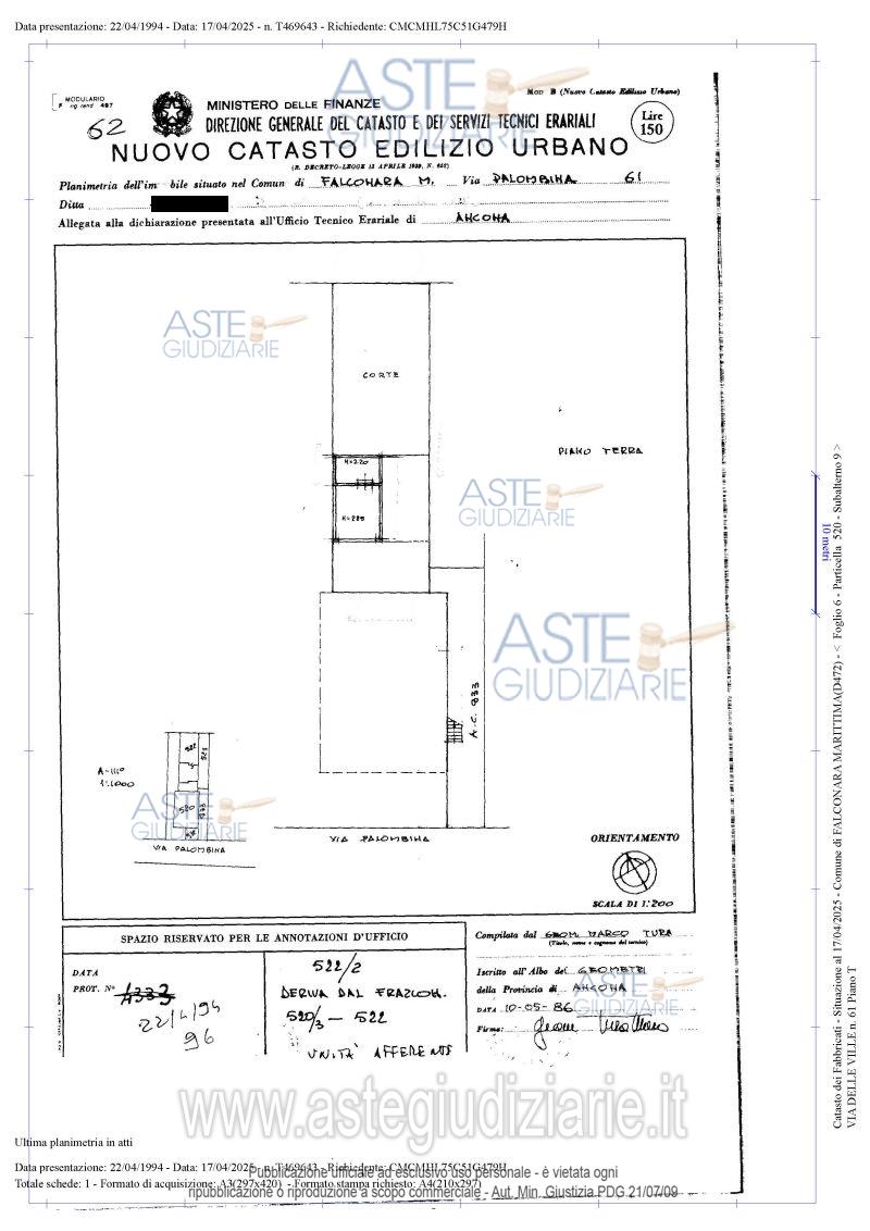 Planimetria del bene