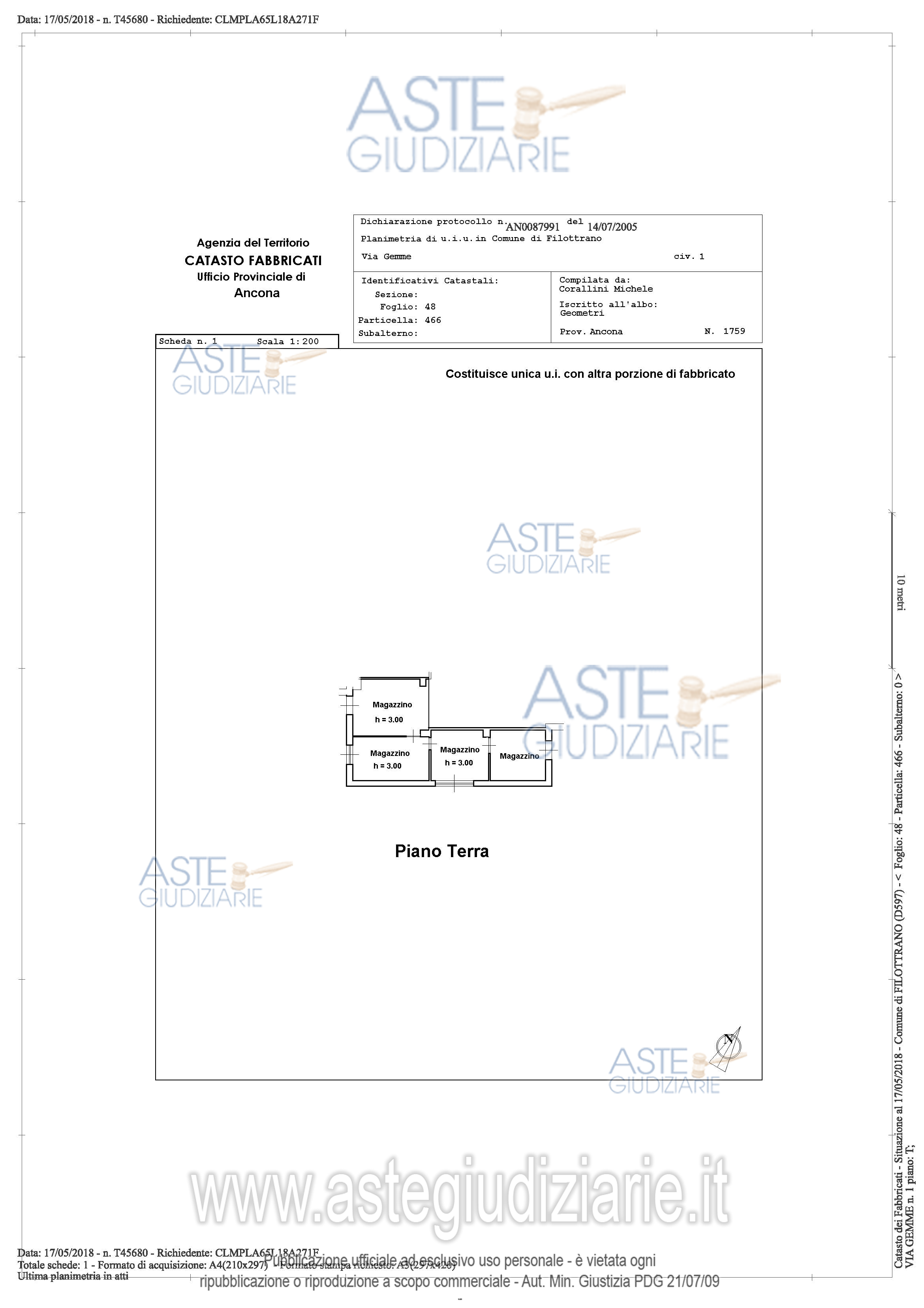 Planimetria del bene