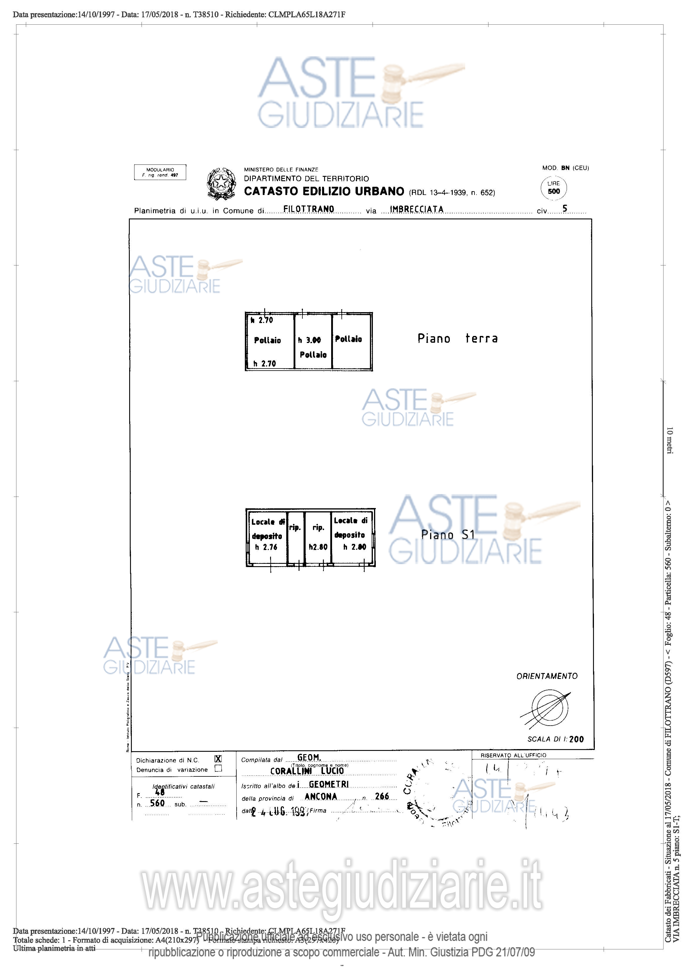 Planimetria del bene