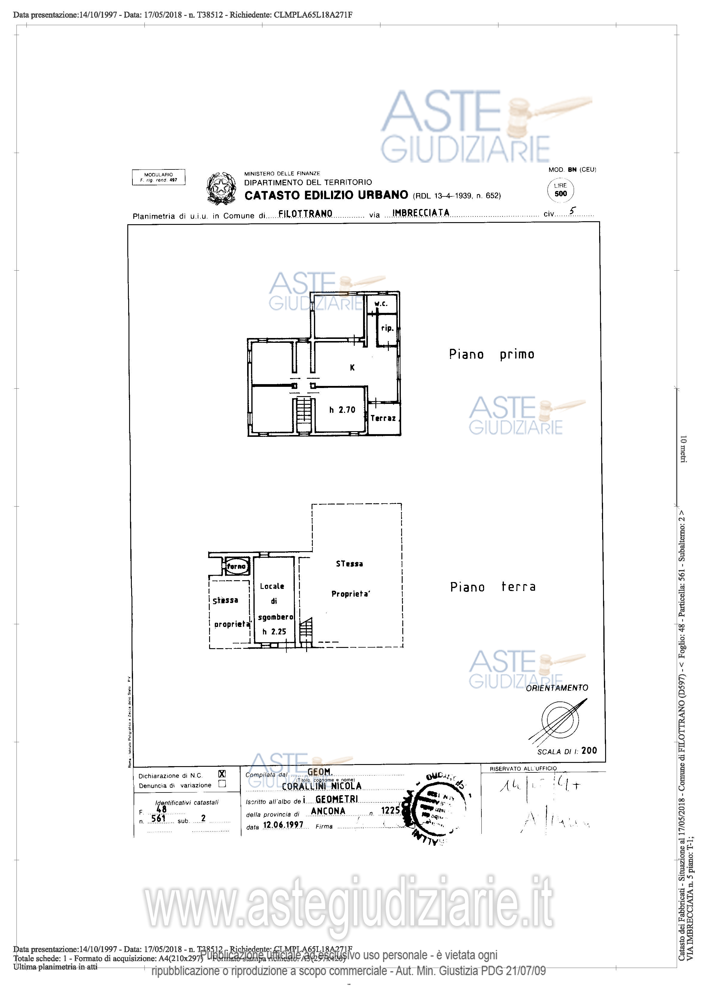 Planimetria del bene