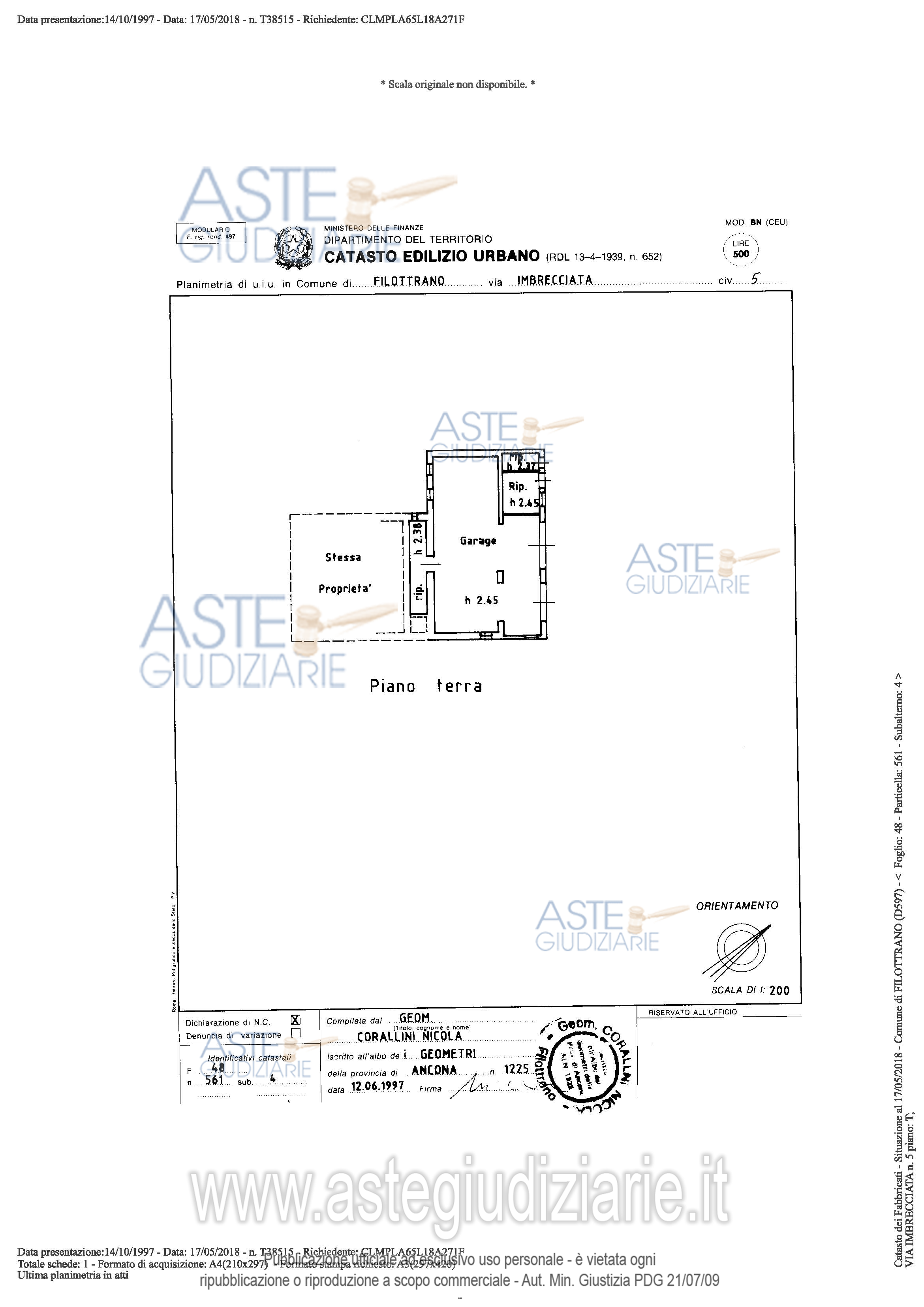 Planimetria del bene