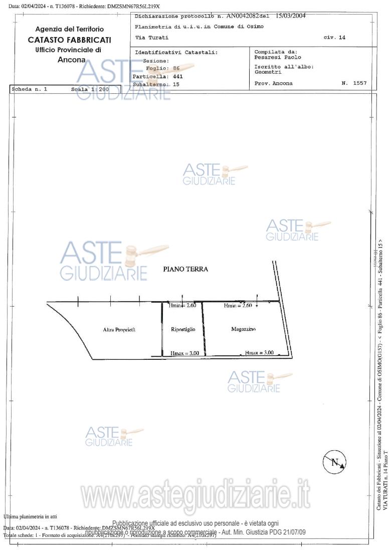 Planimetria del bene