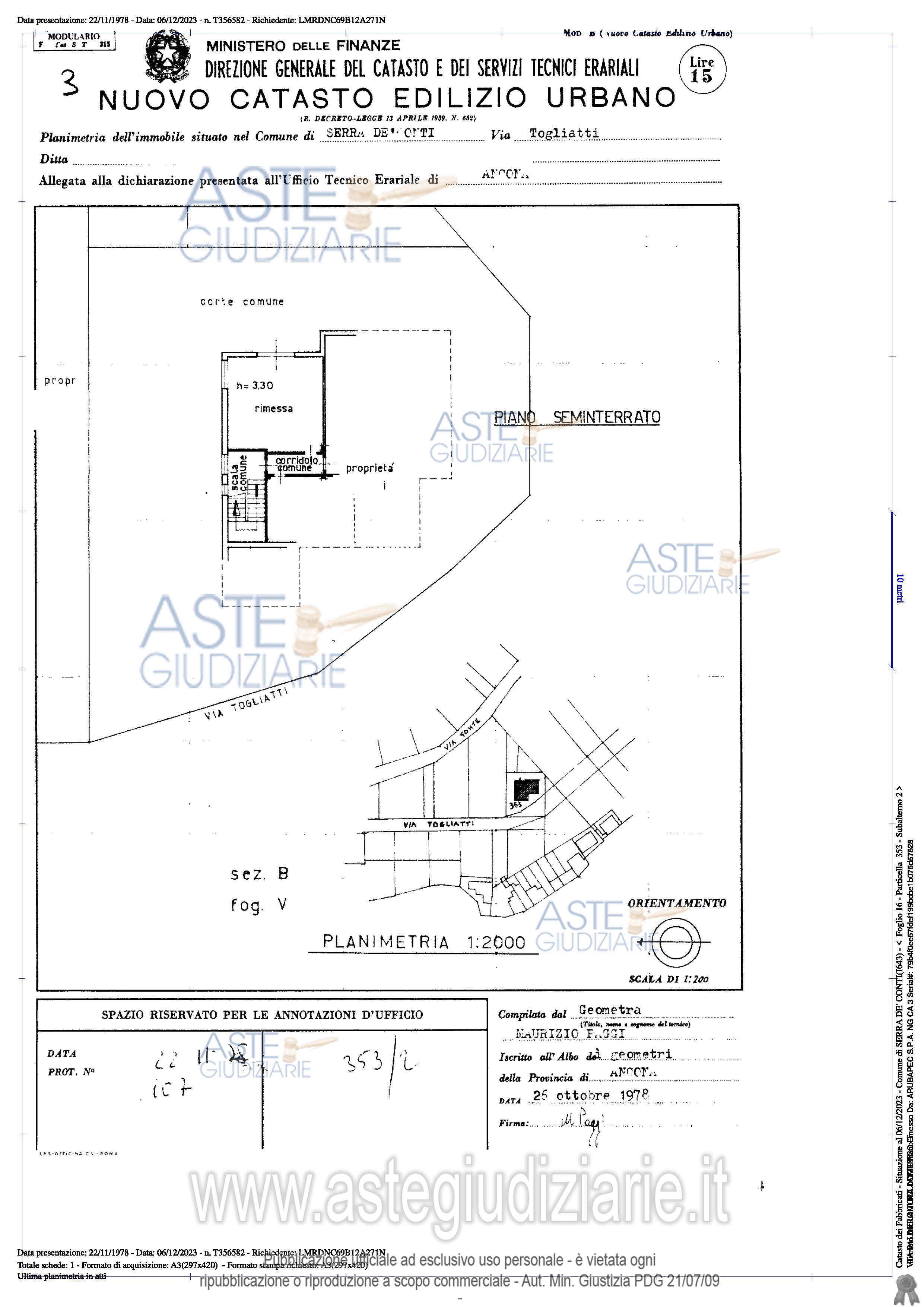 Planimetria del bene
