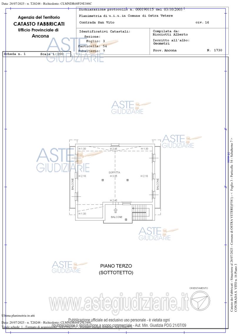 Planimetria del bene