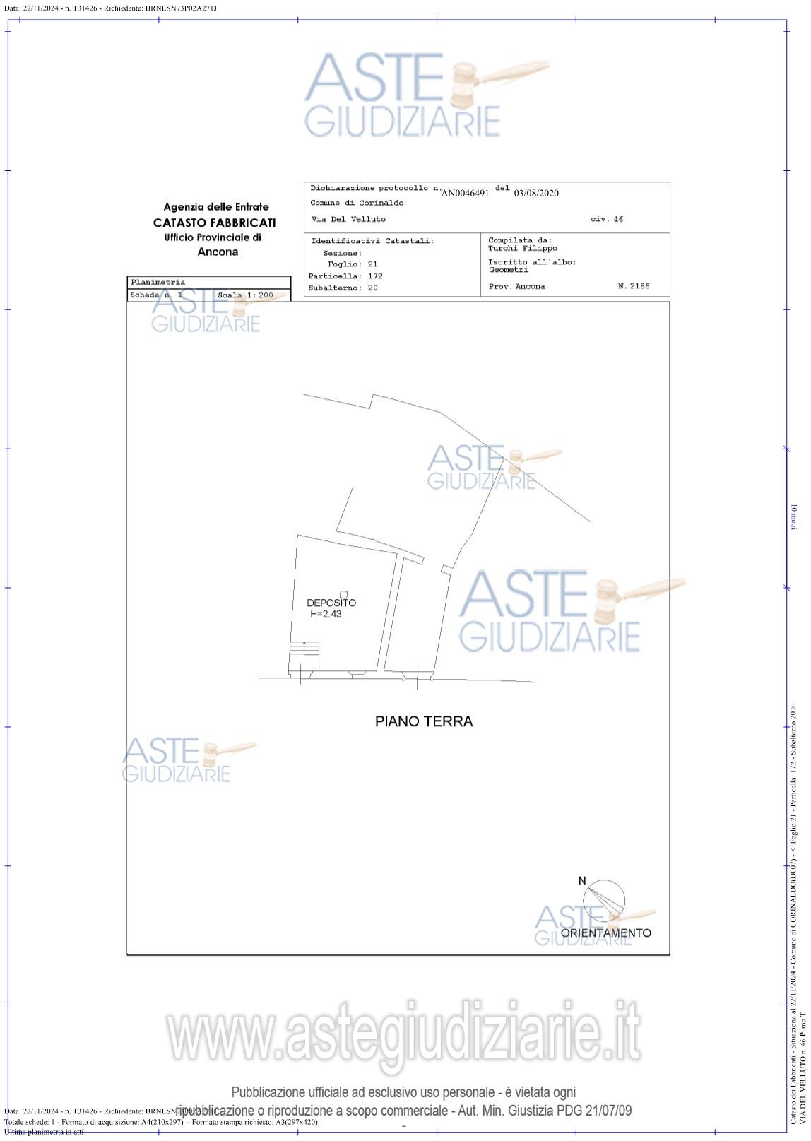 Planimetria del bene