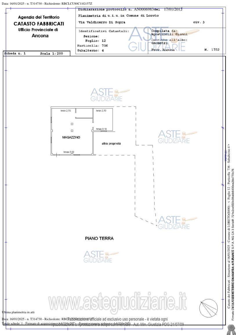 Planimetria del bene