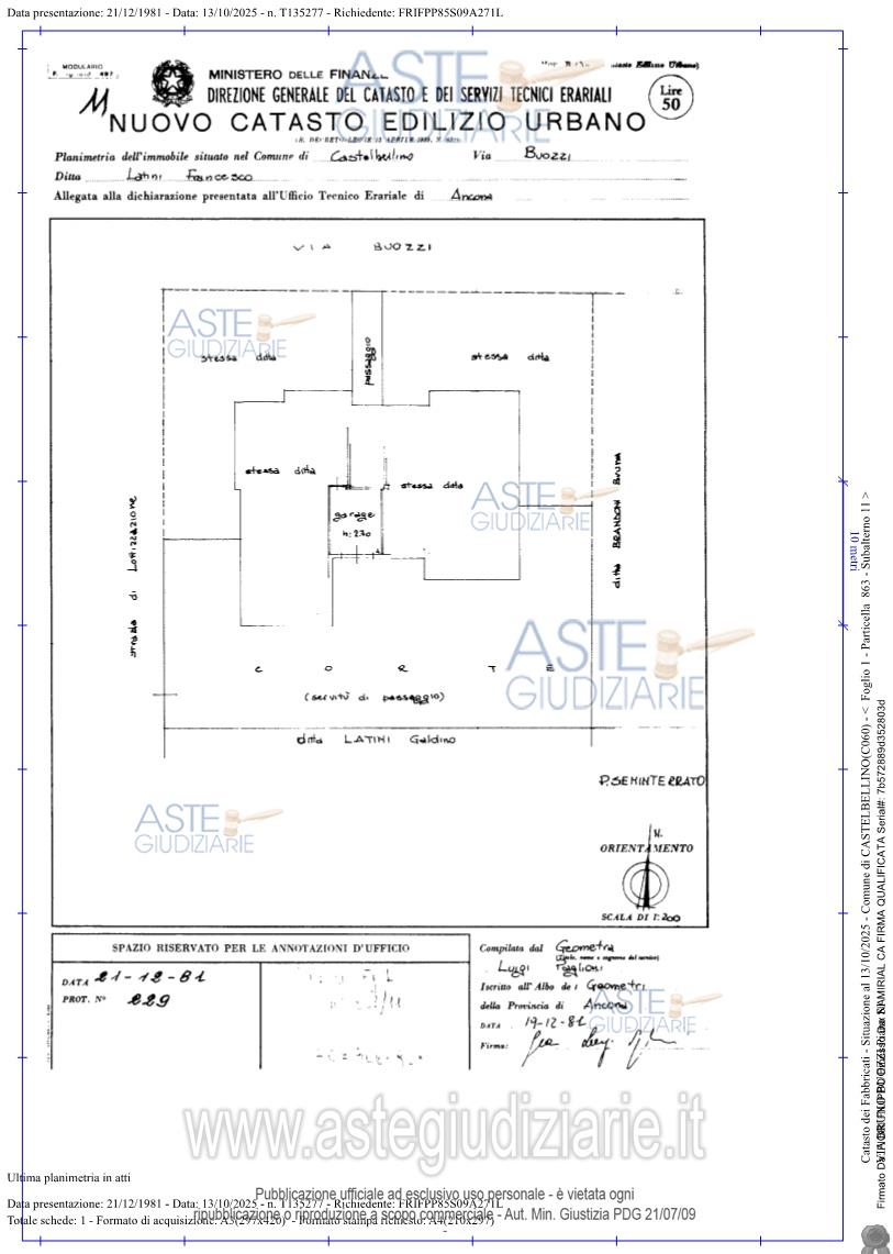 Planimetria del bene