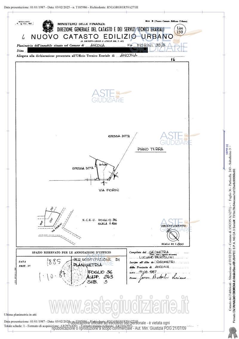 Planimetria del bene