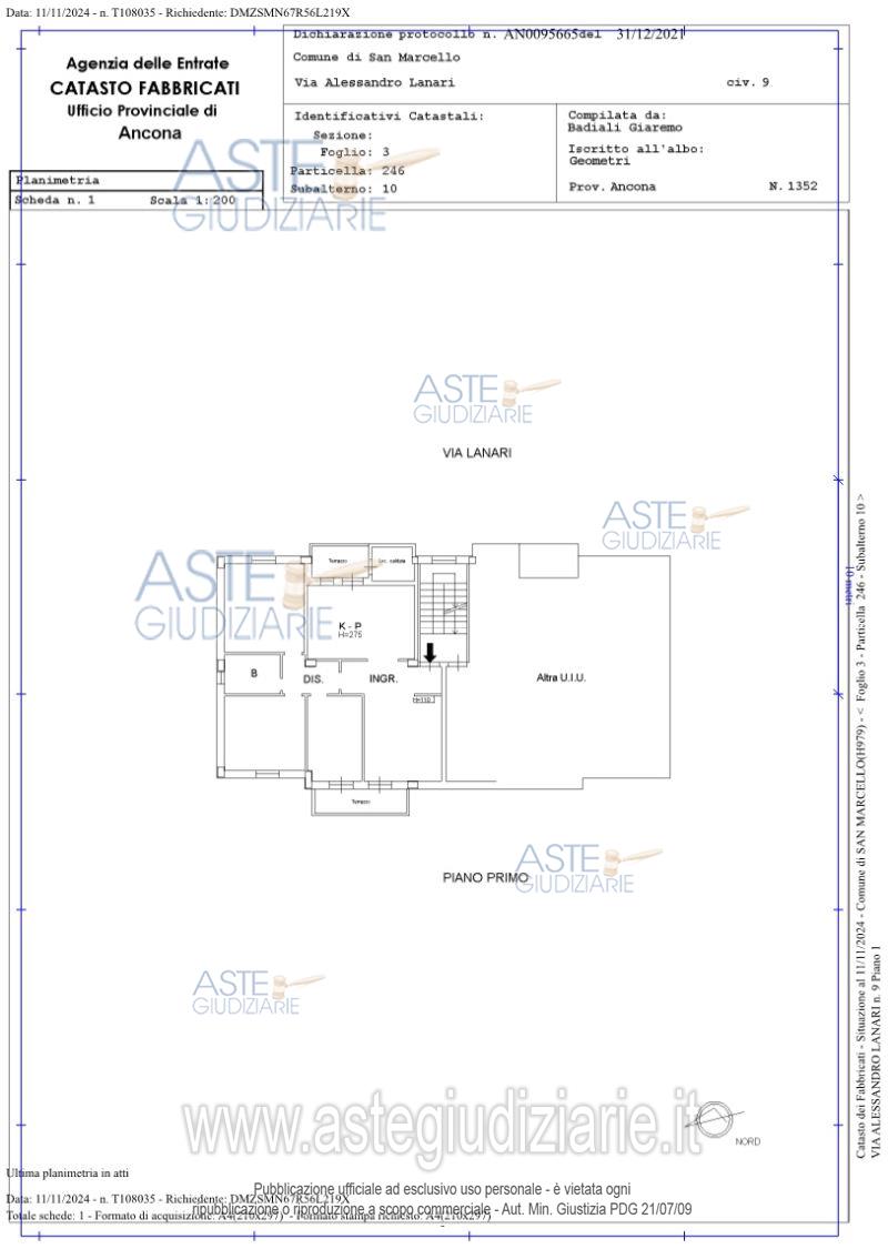 Planimetria del bene