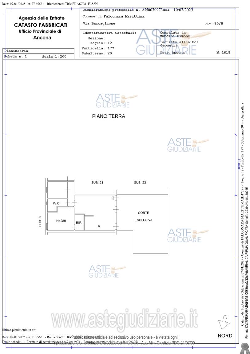 Planimetria del bene