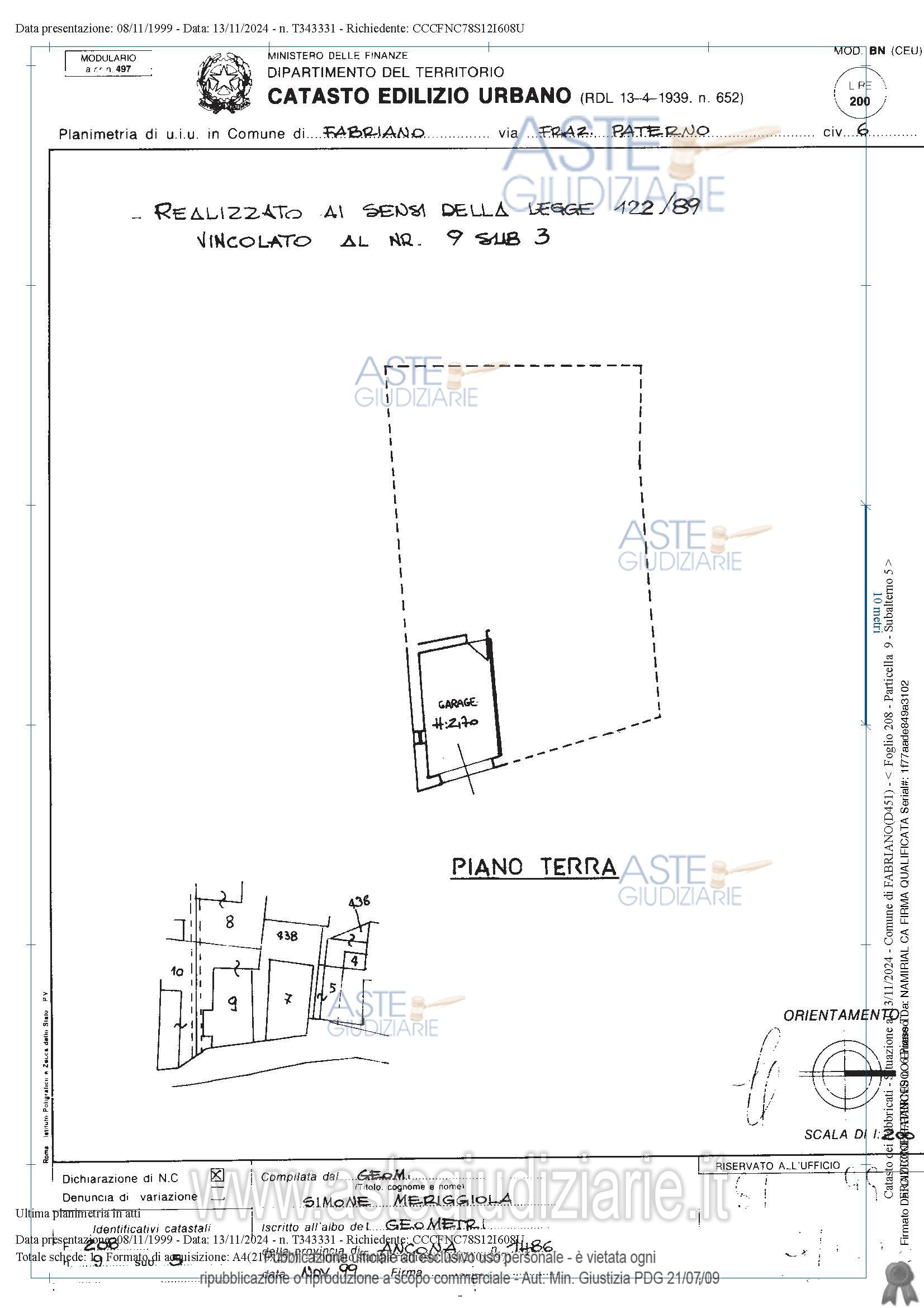 Planimetria del bene