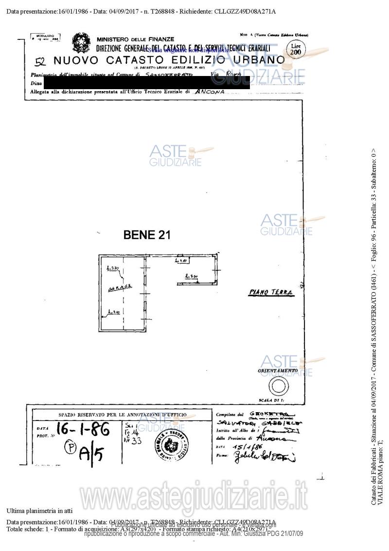 Planimetria del bene
