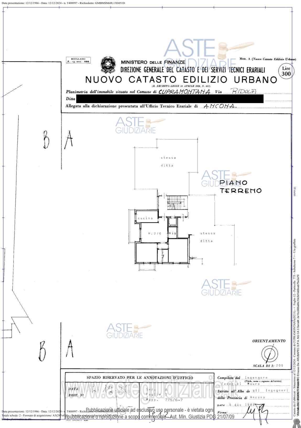 Planimetria del bene