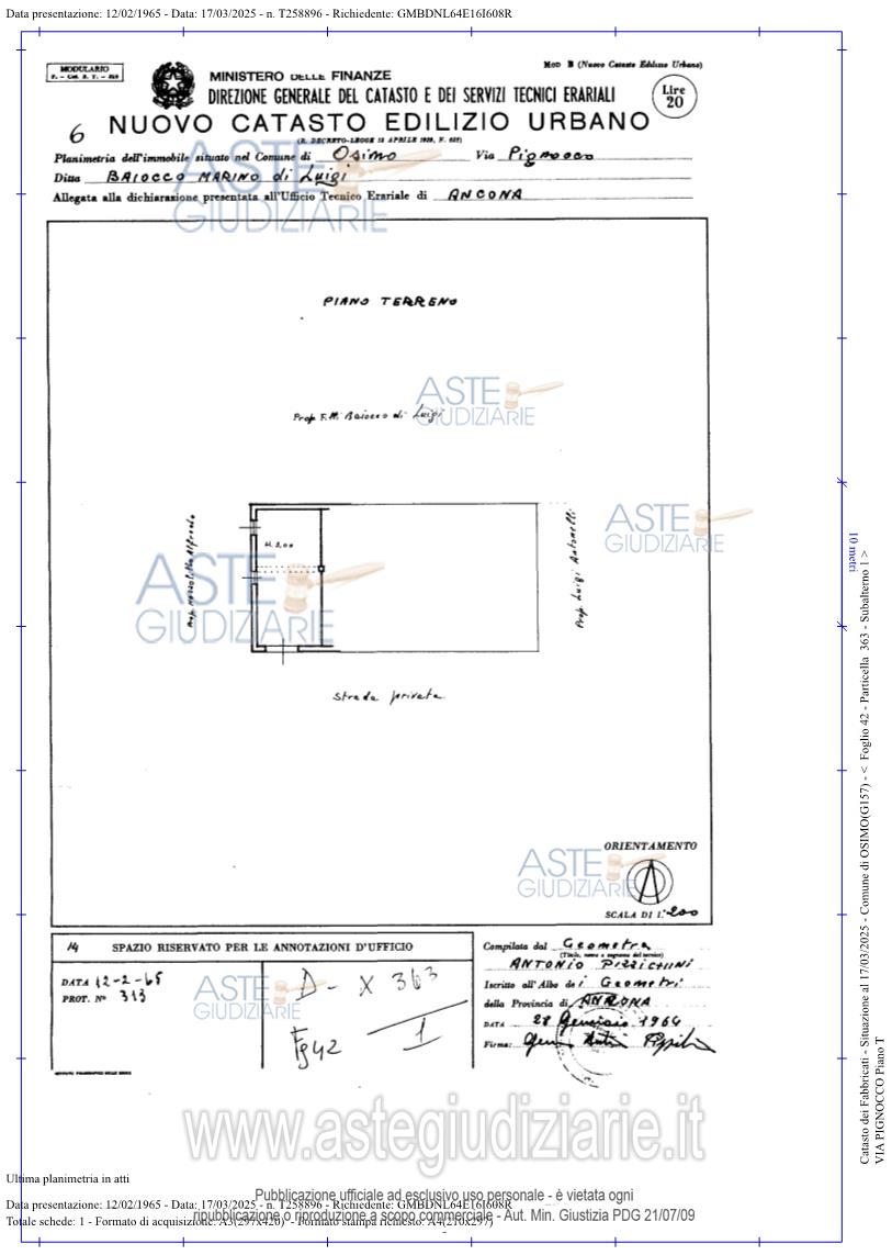 Planimetria del bene